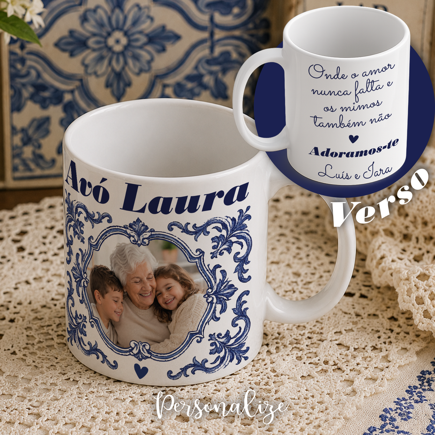 Caneca estilo azulejo tradicional "Avó"