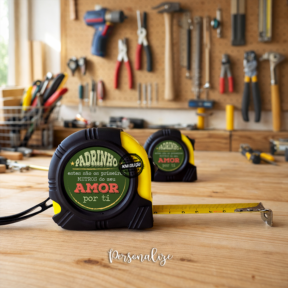 Um presente simples, útil e cheio de significado para ofereceres ao teu padrinho neste dia especial.

Fita métrica 3 mt - ESPRESSO - "Padrinho, estes são os primeiros METROS do meu AMOR por ti", ideal para padrinhos que gostam de bricolage, pequenas reparações ou projetos em casa.