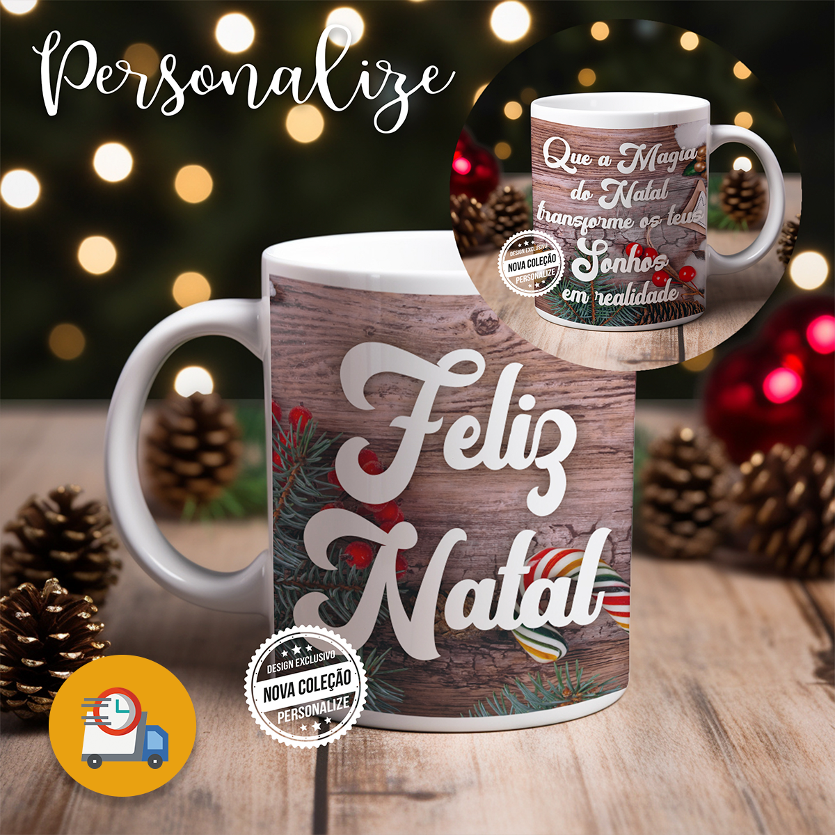 ARTIGO EXPRESSO - Caneca "Feliz Natal" com opção caixinha asa coração