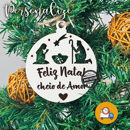 ARTIGO EXPRESSO - Pendente de Natal bola presépio "Feliz Natal"