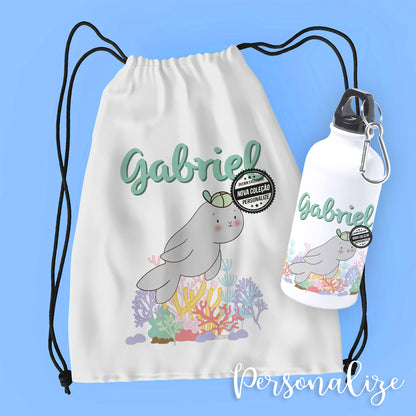 Mochila e/ou garrafa "animais do mar"