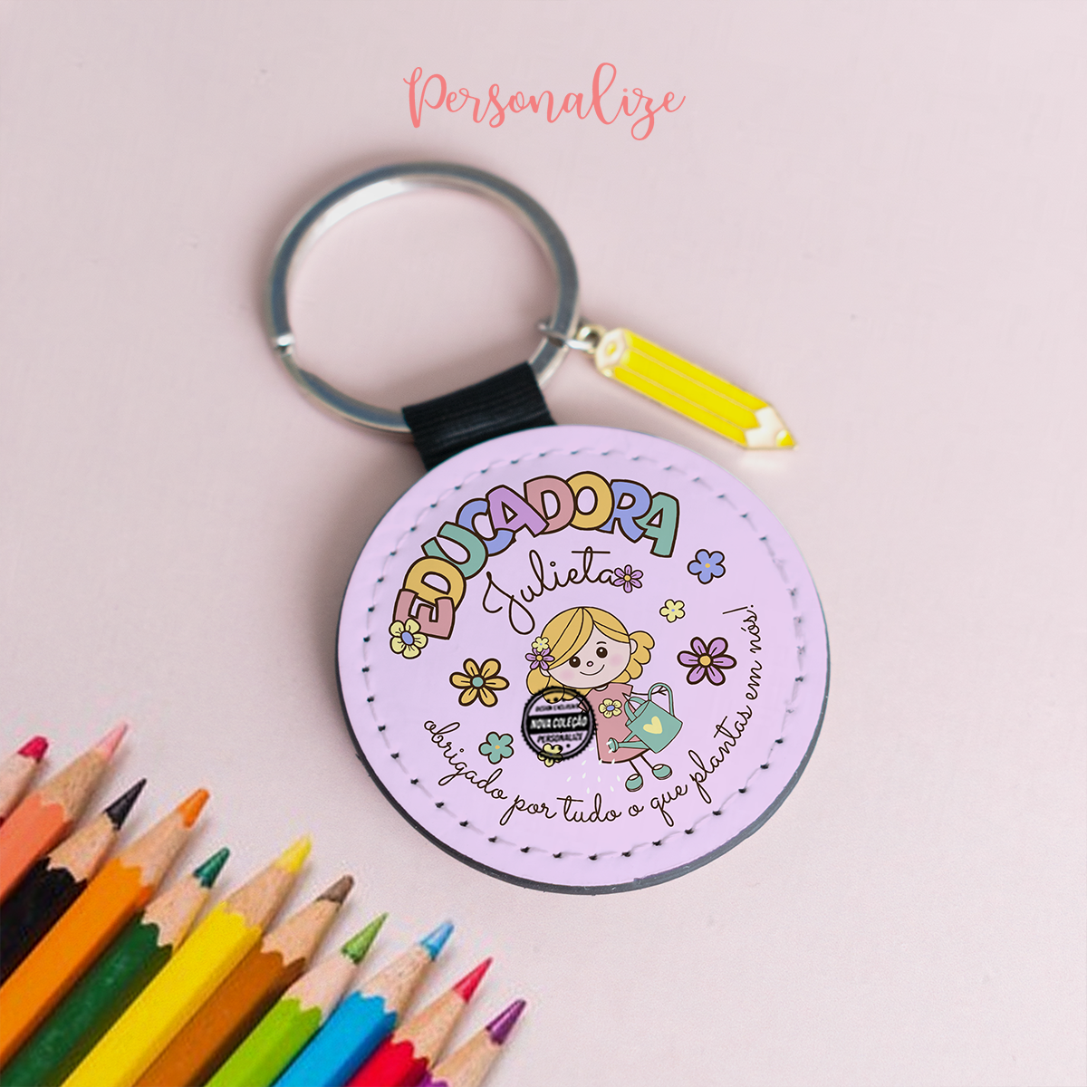 Porta-chaves educadora "Obrigada..."
