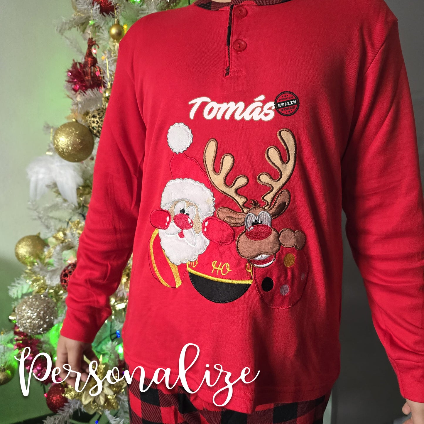 Pijamas de natal personalizados com nome