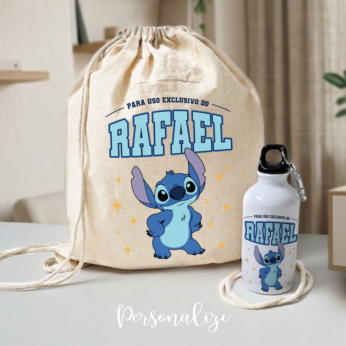 Mochila e/ou garrafa "Stitch/Angel"