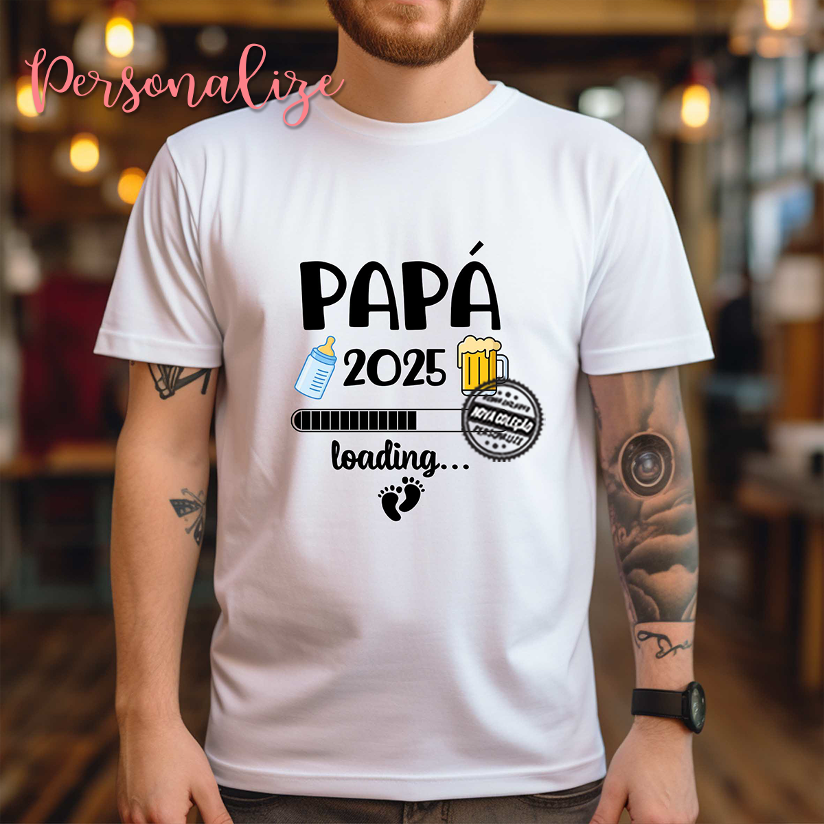 Tshirt "Papá 2025 Loading" Personalize