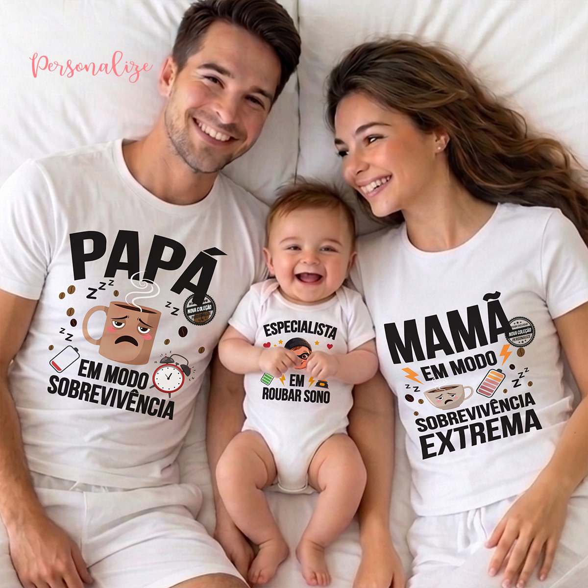 Humor em Família 😂 Porque ser pai e mãe é viver em modo sobrevivência! 😴⚡

Este conjunto de t-shirts personalizadas é perfeita para famílias que encaram as noites mal dormidas com muito humor. Com designs divertidos para mamã, papá e bebé, transforma o cansaço dos primeiros meses numa recordação especial e cheia de personalidade.

👕 Personaliza o teu conjunto e mostra ao mundo que, em família, até o caos fica engraçado!