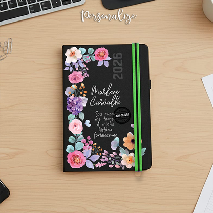 Agenda diária florida 2026 " Nome e frase"