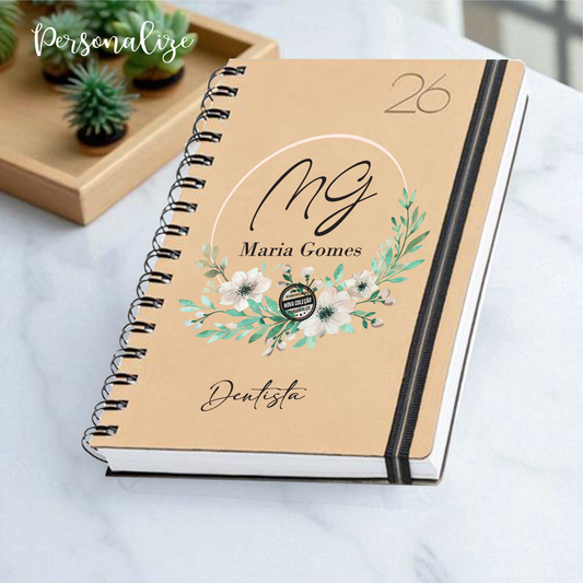 Agenda de argolas A5 2026 "nome e profissão"