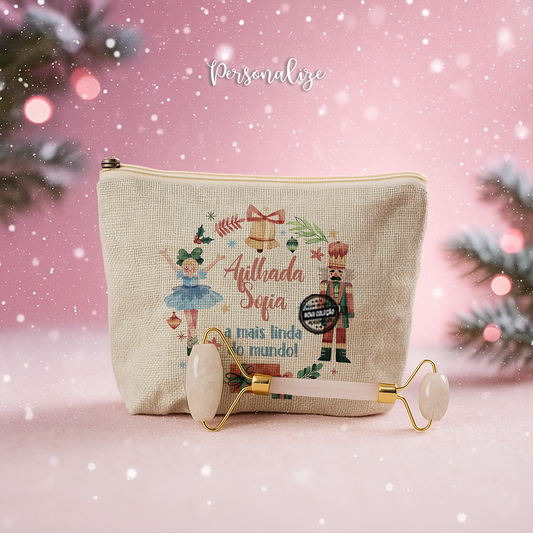 Bolsa e massajador facial quebra-nozes "Feliz Natal"
