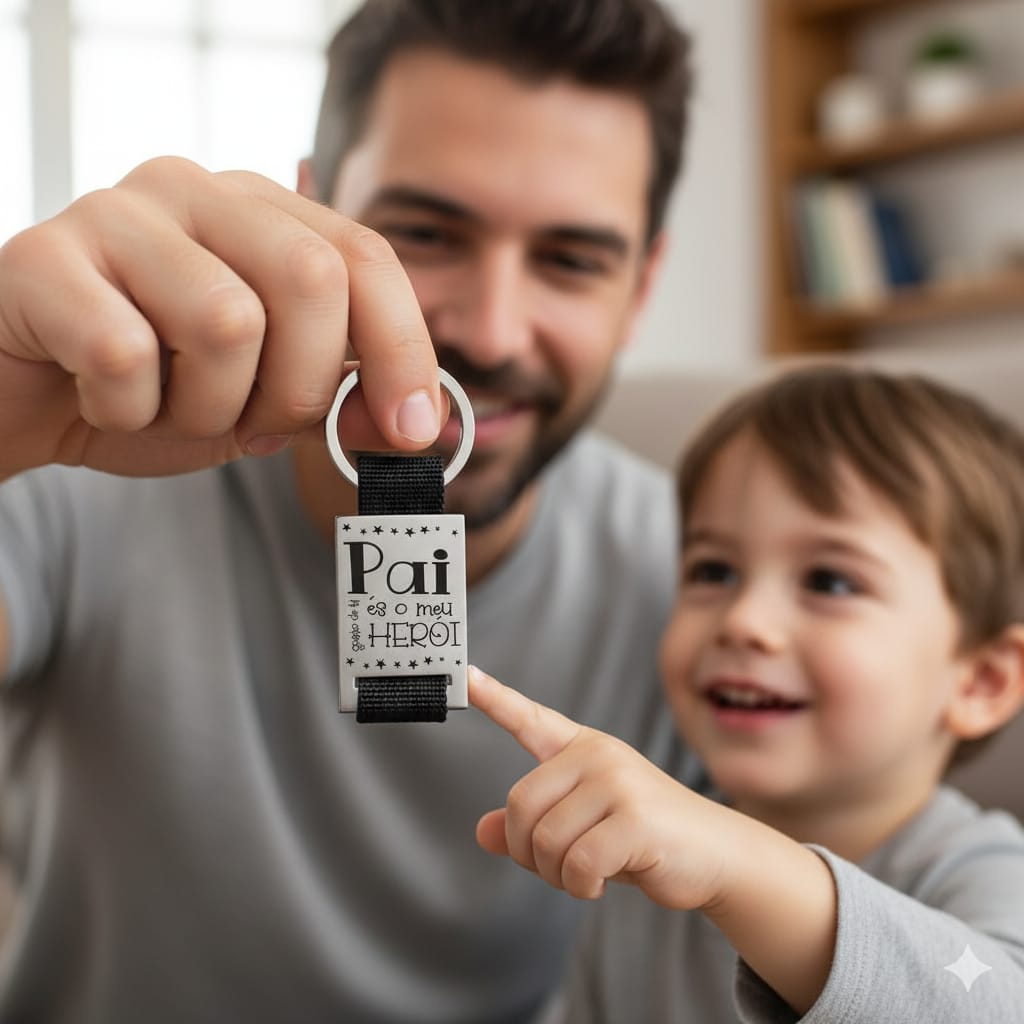 Porque ele sempre foi o teu exemplo, o teu apoio e o teu herói. 🦸♂️
Este porta-chaves personalizado é a forma perfeita de dizer o quanto ele é importante na tua vida.

Feito com materiais de qualidade, é um acessório prático, resistente e cheio de sentimento — ideal para acompanhar o melhor pai do mundo no dia a dia.

💙 Por que vai adorar este presente:

Design elegante e mensagem gravada com carinho

Frase emocionante: “Pai, és o meu herói”

Ideal para o Dia do Pai, aniversário ou qualquer ocasião especi