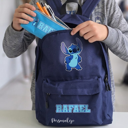 Conjunto Mochila e Estojo Personalizados Stitch