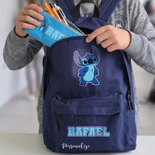 Conjunto Mochila e Estojo Personalizados Stitch