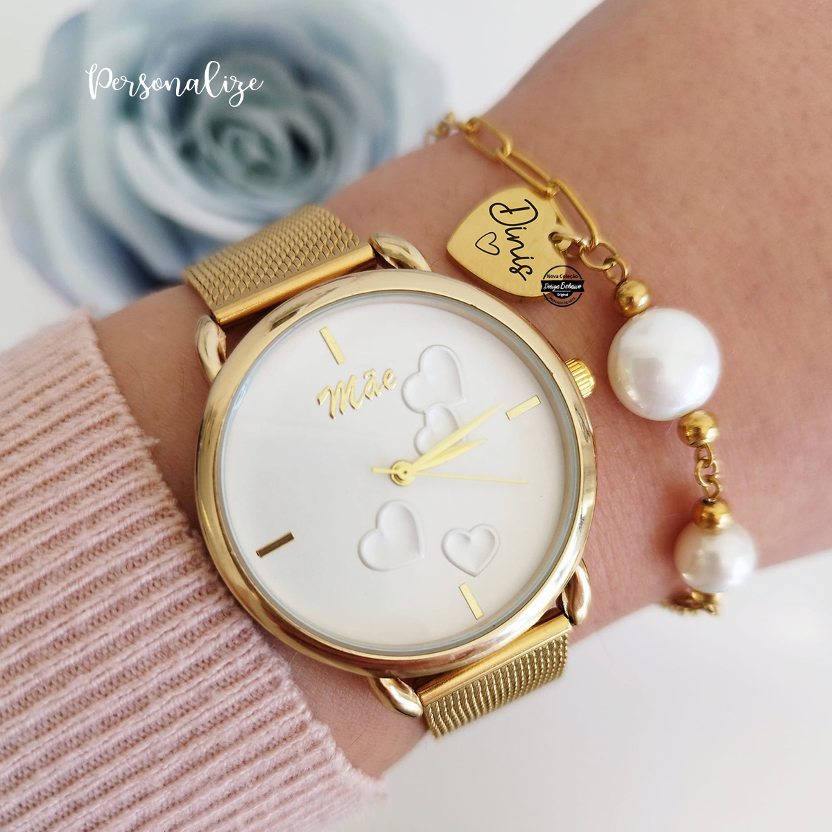 Conjunto relógio e pulseira "Mãe"