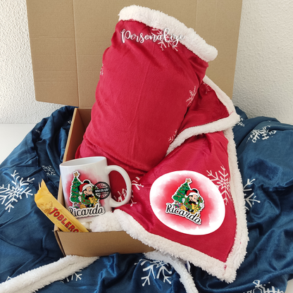 Conjunto manta e caneca "Minnie/ Mickey"
