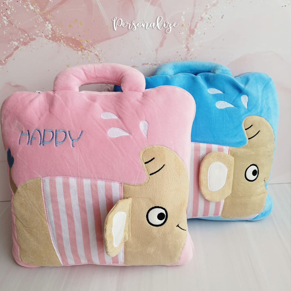 Mala, Manta ou almofada 3 em 1 "Elefante - Happy"