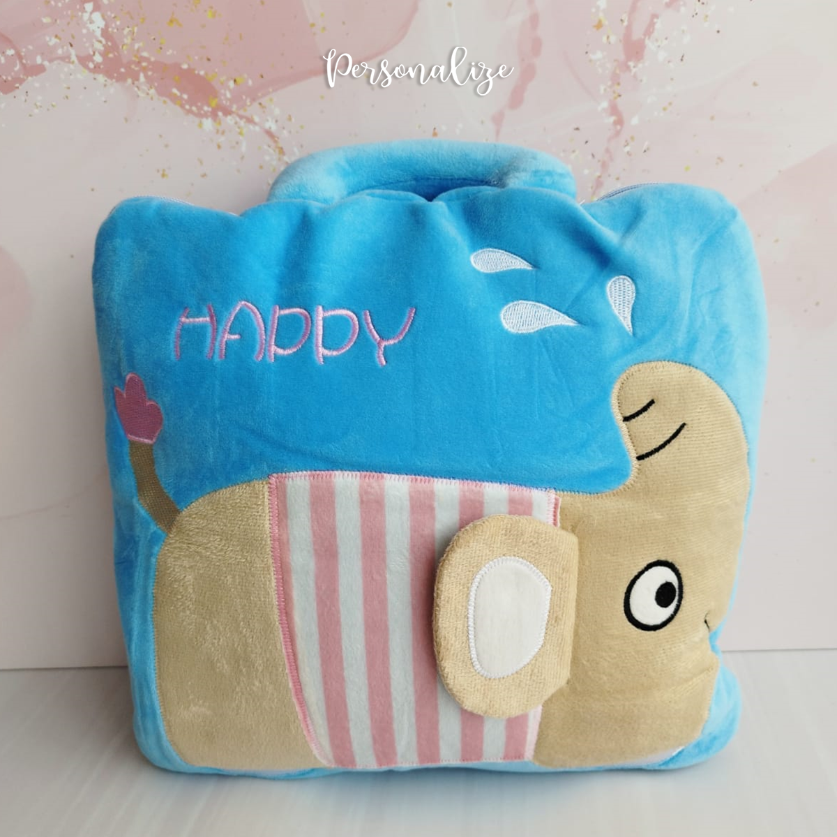 Mala, Manta ou almofada 3 em 1 "Elefante - Happy"