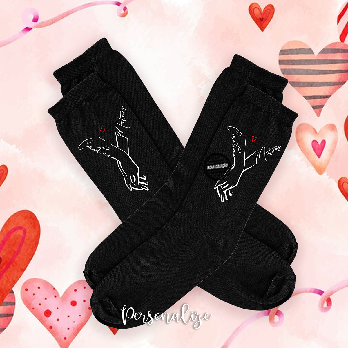 Meias namorados mãos "nomes"