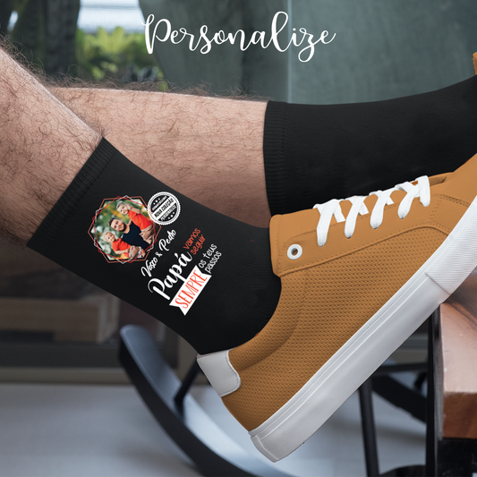 Meias em algodão " Papá vamos seguir sempre os teus passos"