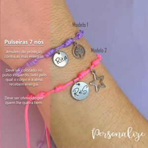 Pulseria 7 nós ajustável "Amuletos"