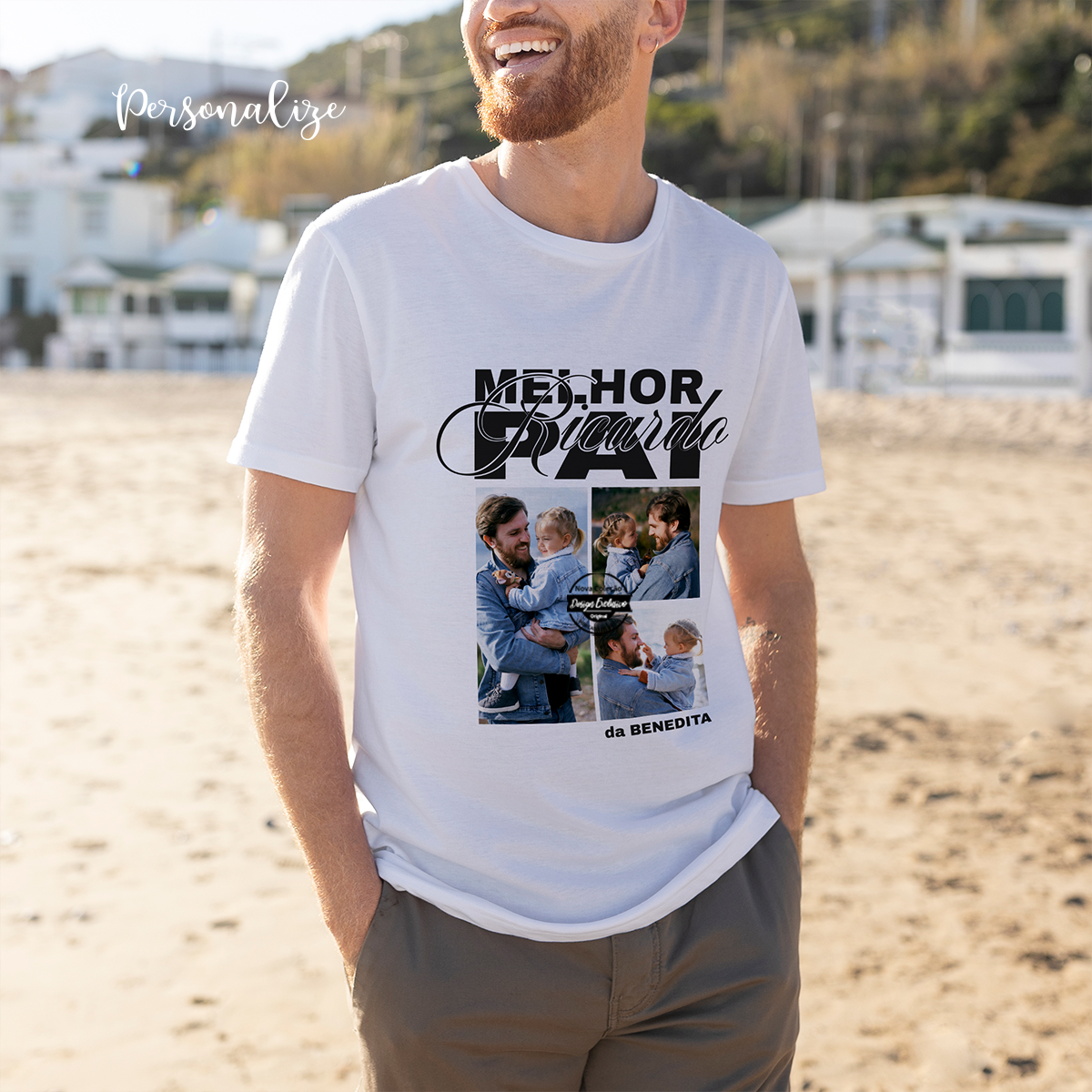 T-shirt com fotografias "Melhor Pai"