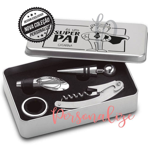 Conjunto de vinho " És um super pai" Personalize