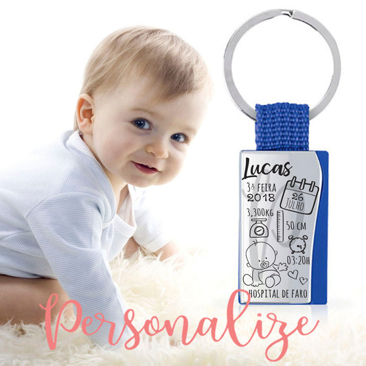 Porta chaves com dados de nascimento Personalize