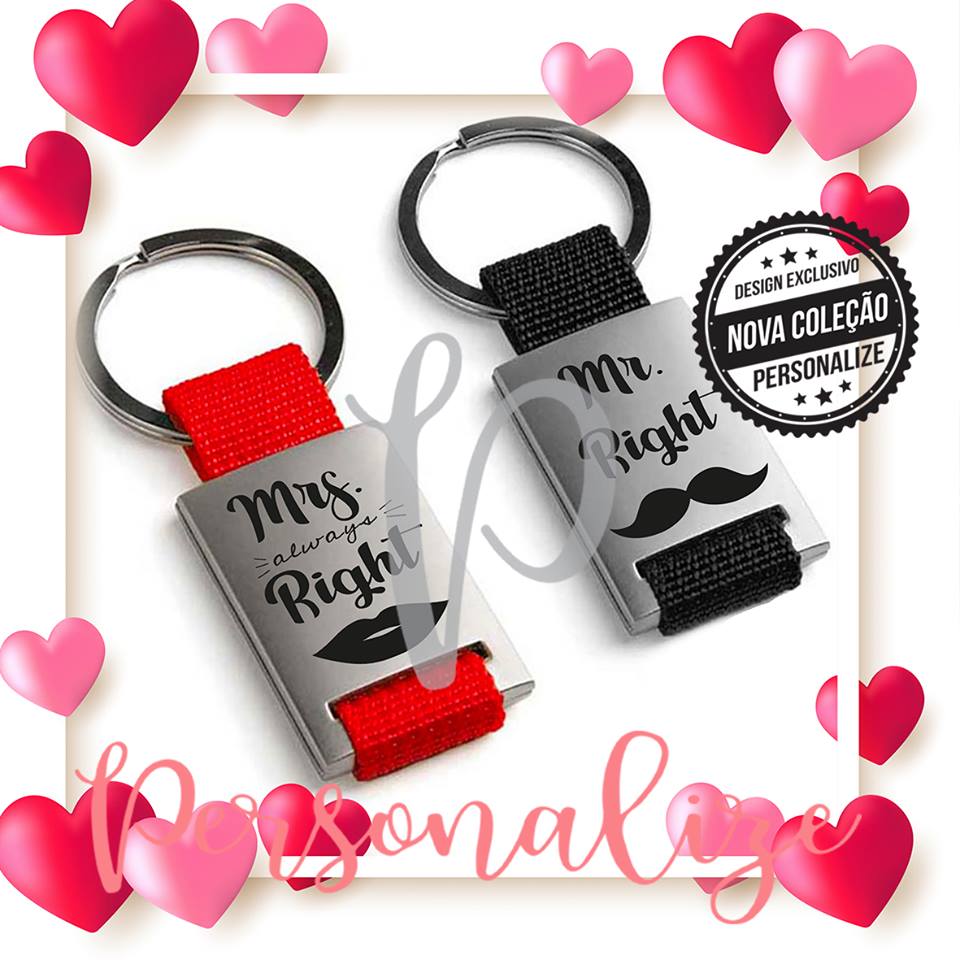 Porta chaves  " MRS/MR Right" Personalize
