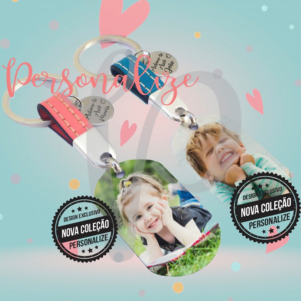 Porta chaves com foto " Adoro-te avó + nome" Personalize