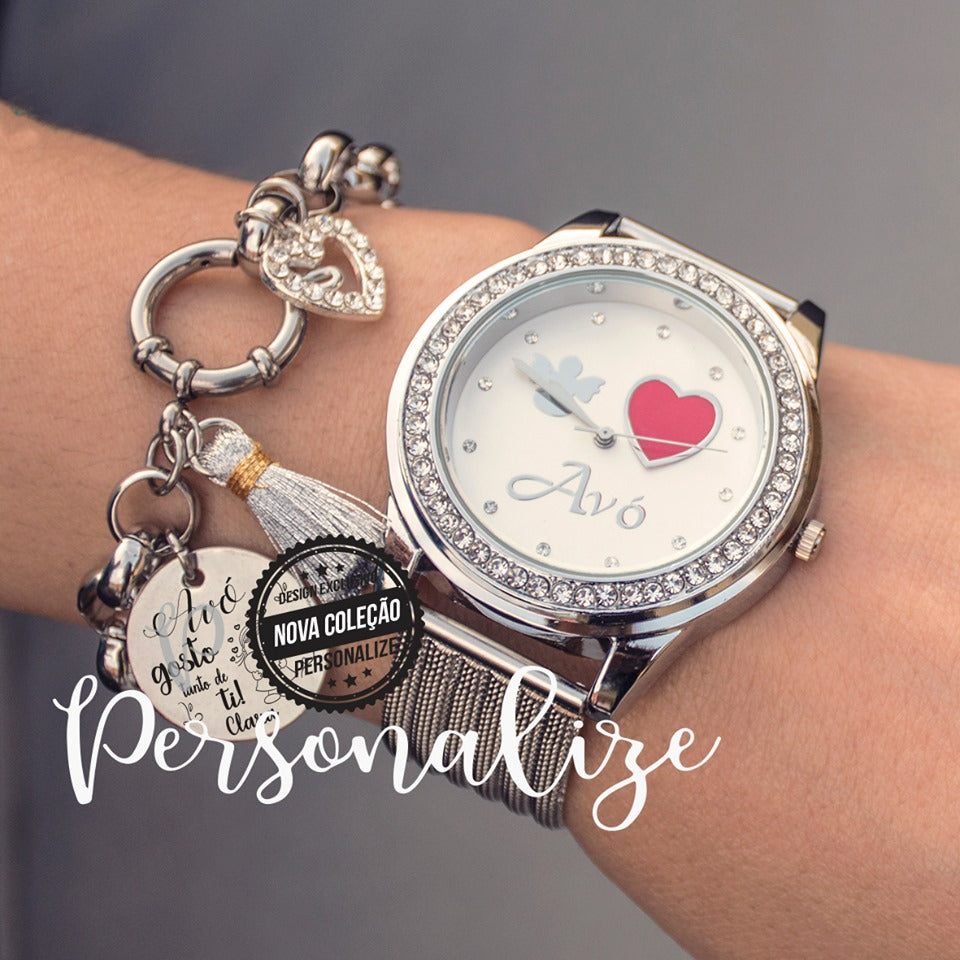 Relogio e pulseira " avó gosto tanto de ti" Personalize
