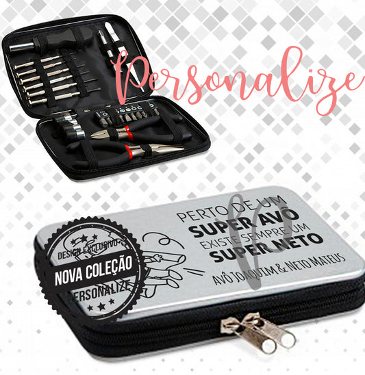 Conjunto de ferramentas " perto de um SUPER AVÔ existe sempre um SUPER NETO " Personalize