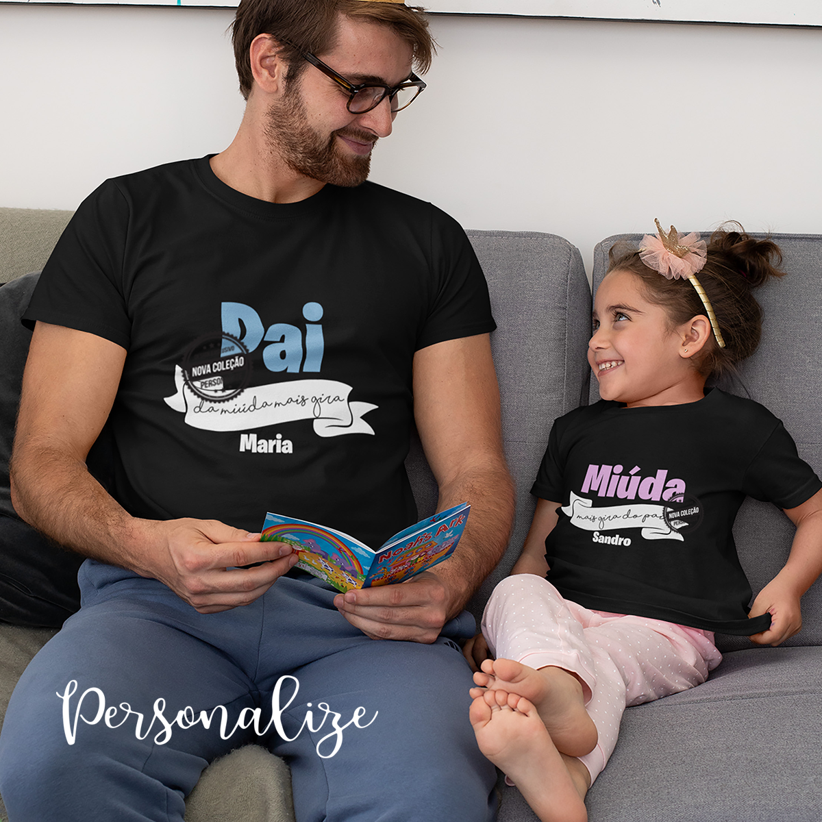 T-shirt Pai e/ou filho/os "Pai da miúda mais gira"