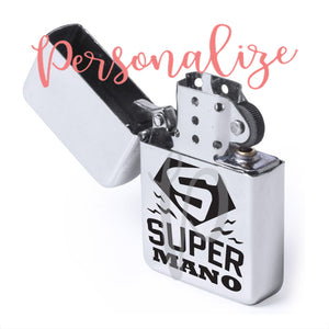 Isqueiro metálico recarregável " Super mano" Personalize