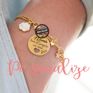 Pulseira " Mamã levo-te sempre no meu coração"
