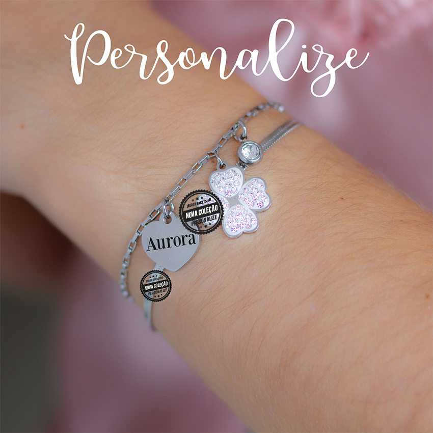 Pulseira dupla Trevo "nome"