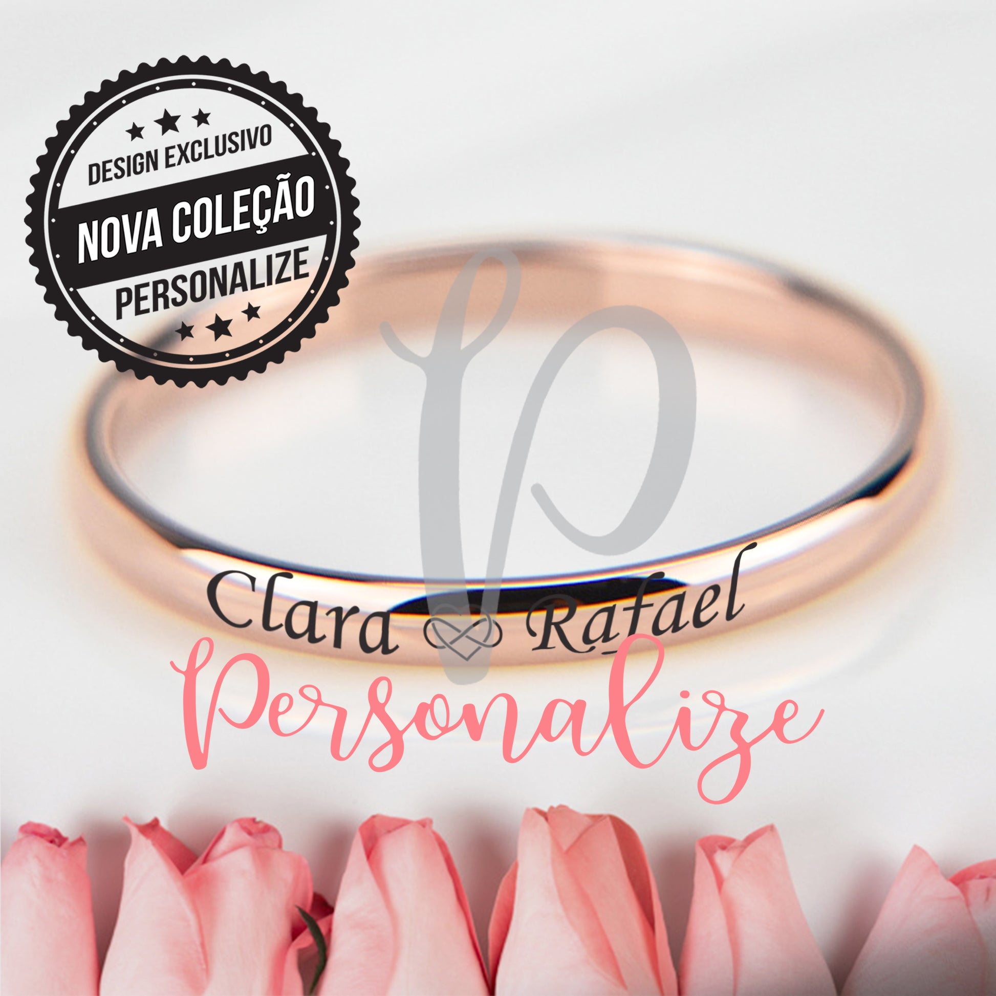 Anel 4 mm Rosa gold Personalize