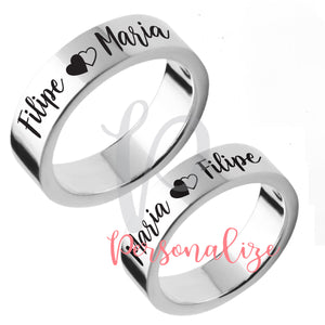 Anel aço inoxidável plano 6 mm Personalize