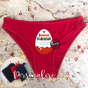 Mais um modelo para supreender!   Uma super novidade que vai fazer furor este dia dos namorados. Cueca clássica "Surpresa". Personalize com pequena frase que desejar. 5 cores diferentes disponíveis, 