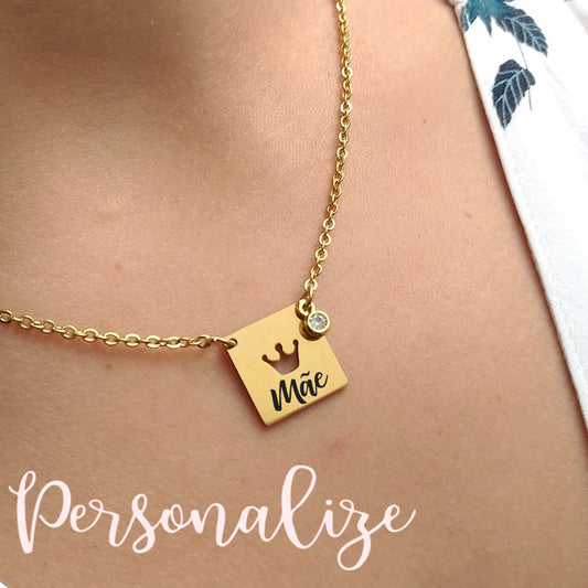 Fio com medalha coroa "Mãe" Personalize