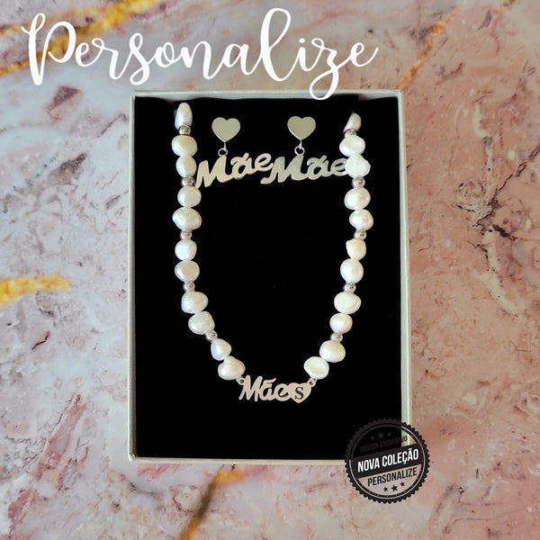 Conjunto fio+ brincos " Mãe "