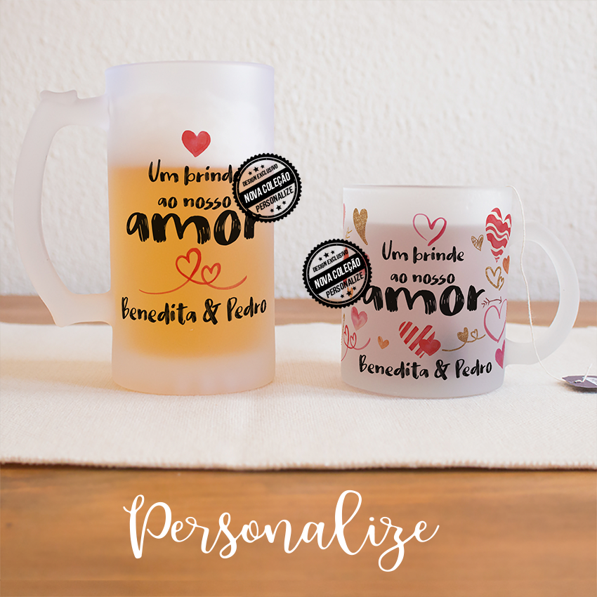 Conjunto de canecas "Um brinde ao nosso amor"