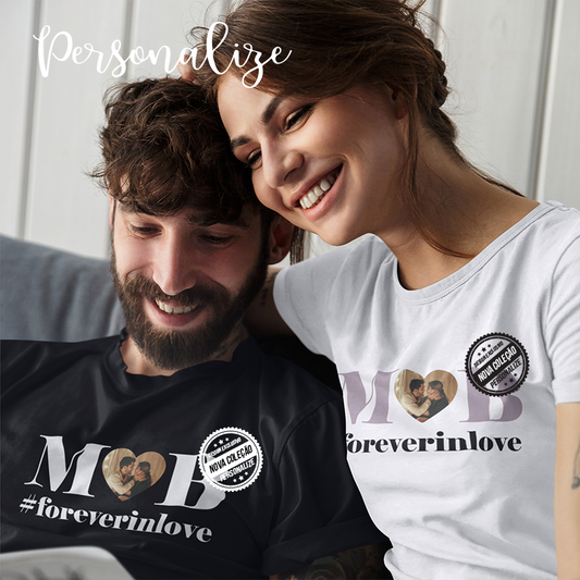 T-shirt de algodão "#foreverinlove"