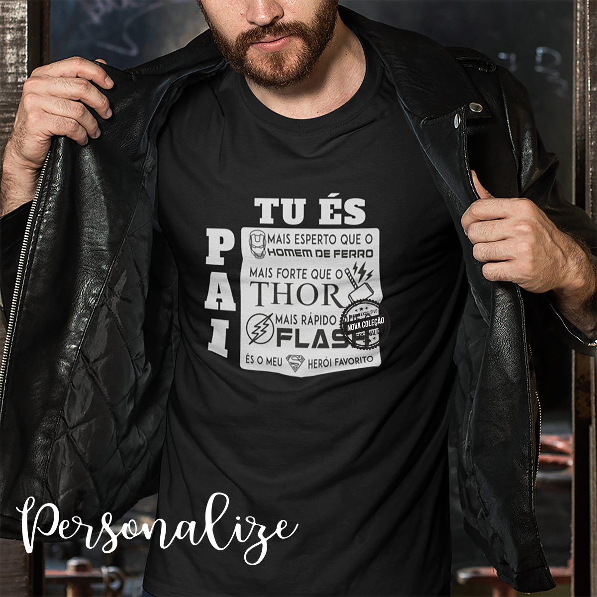 Para os pais que são uns verdadeiros heróis é o presente ideal para oferecer no dia do pai. As nossas t-shirts são de excelente qualidade 100 % algodão, temos vários designs disponíveis, podendo personalizar o seu e surpreender o pai, com um presente personalizado por si ou pelos seus filhos. Neste dia do pai conte connosco para um presente diferente, original e económico.