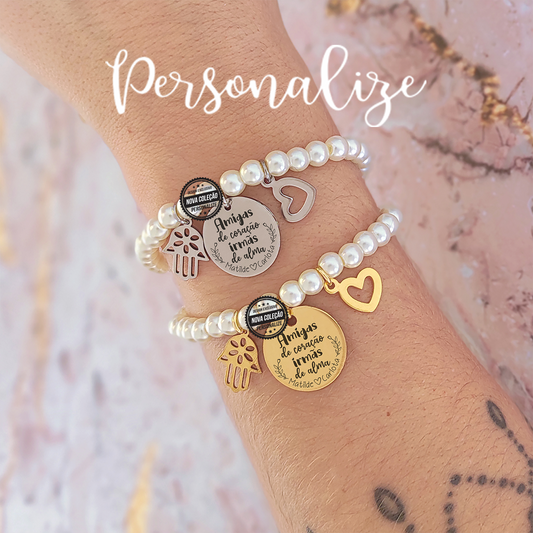 pulseiras de pérolas personalizadas para amigas