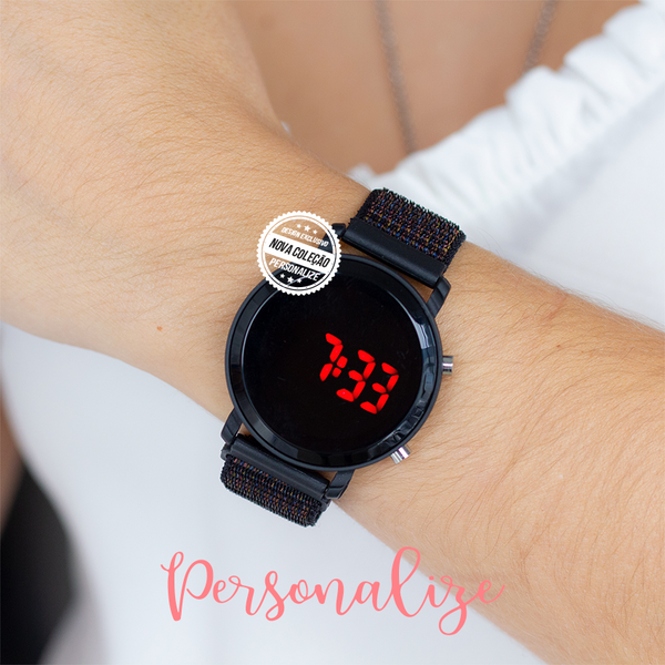 Relógio Digital ajustável bracelete em velcro