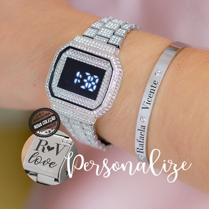 Relógio digital " Love " e/ ou pulseira escrava nomes