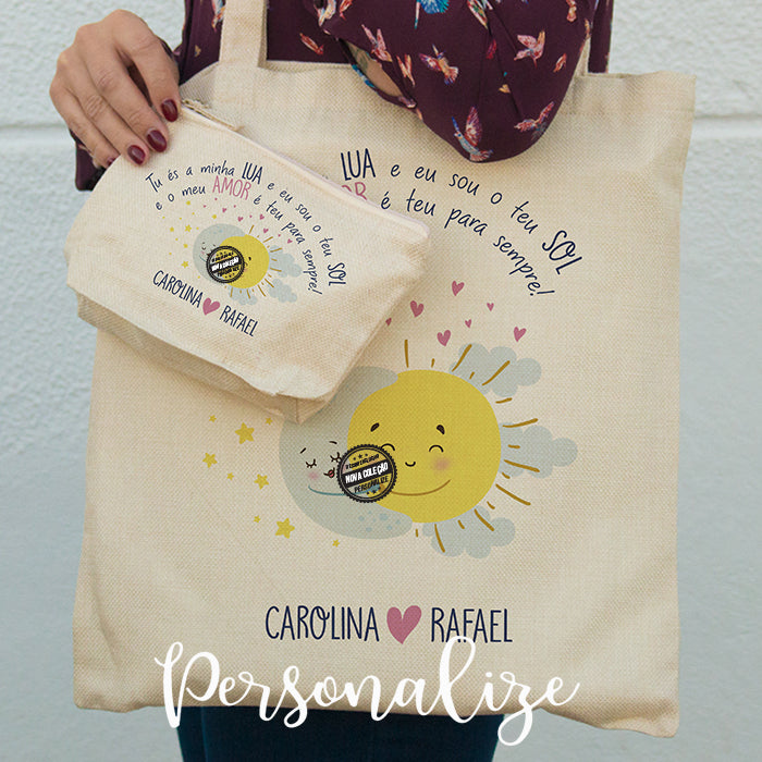 Saco e/ou bolsa " Tu és a minha Lua e eu sou o teu sol".