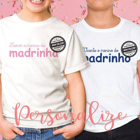 T-shirts 100 % algodão "A menina/o da madrinha/padrinho"